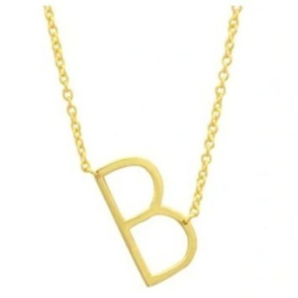 LXNYC Initial B Necklace Gold Plated Sterling Silver NWT - Picture 1 of 2